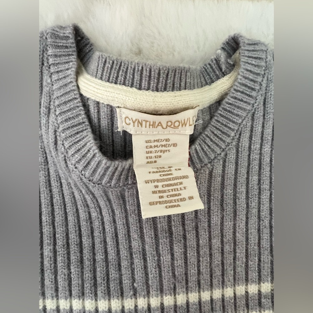 Girls Sweater Dress & Knee Socks Set Gray Striped Size 7/8 Cozy Outfit - Picture 5 of 10